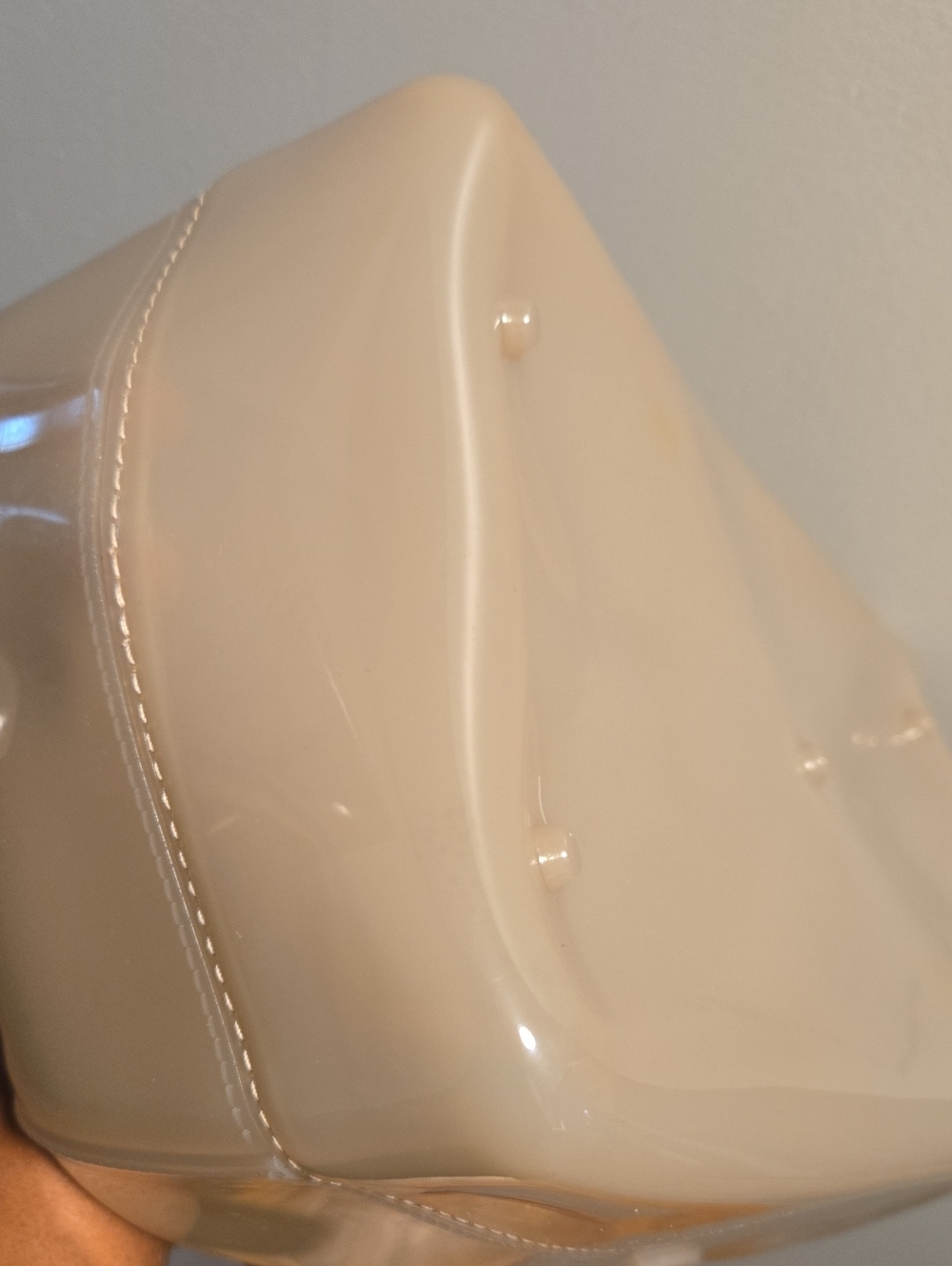 Furla Glossy Neutral Dome Satchel in Light Beige - Picture 9 of 13